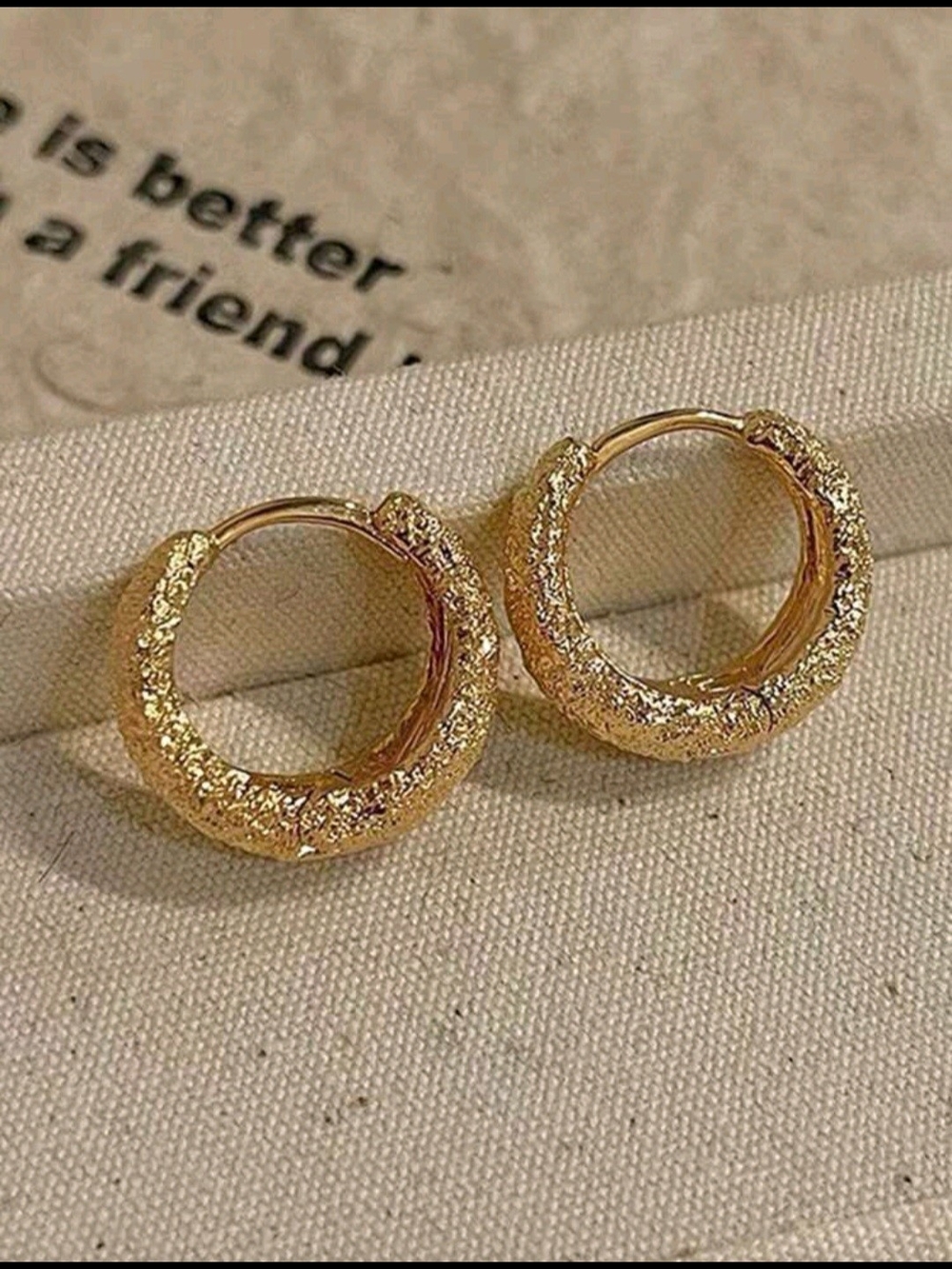 Gold Textured Hoop Earrings for Women